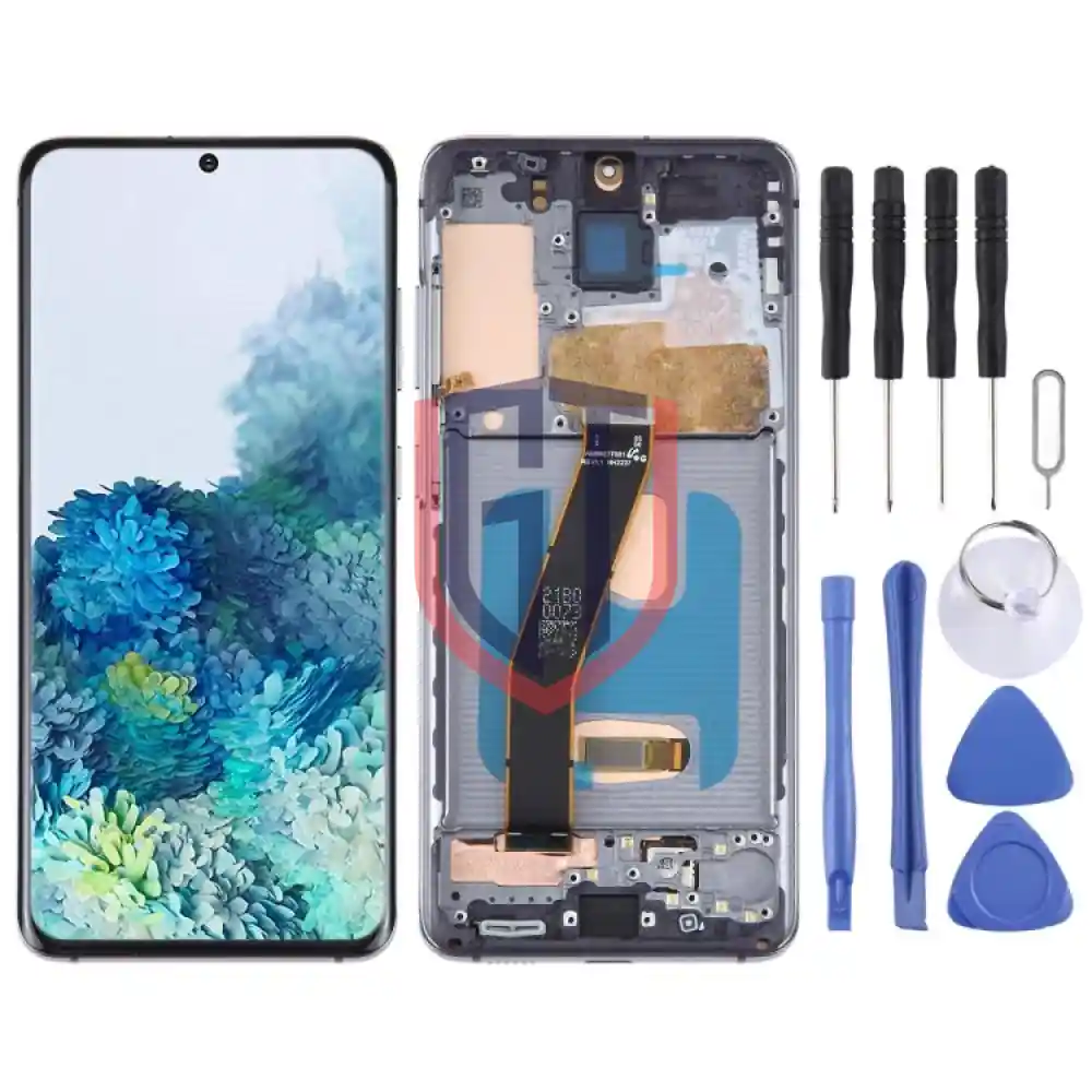 OLED Material LCD Screen for Samsung Galaxy S20 SMG980 With Frame Black