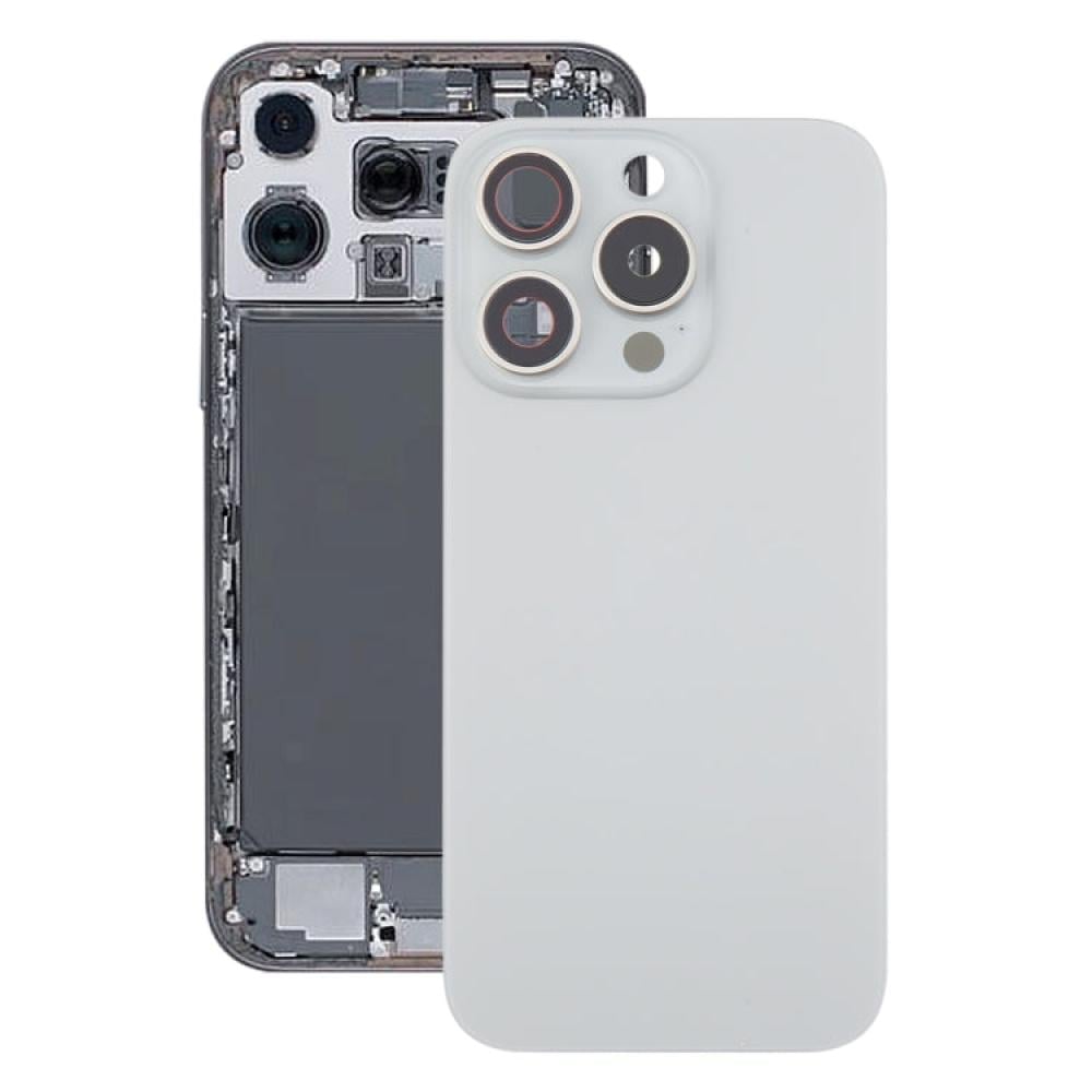 iPhone 16 Pro Battery Back Cover With Camera Lens Cover Silver