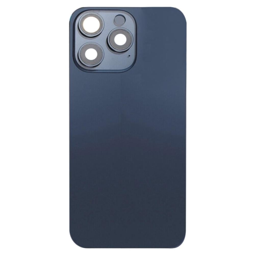 غطاء خلفي زجاجي للبطارية لجهاز iPhone 15 Pro مع حامل فلاش / وحدة شحن لاسلكي (أزرق)