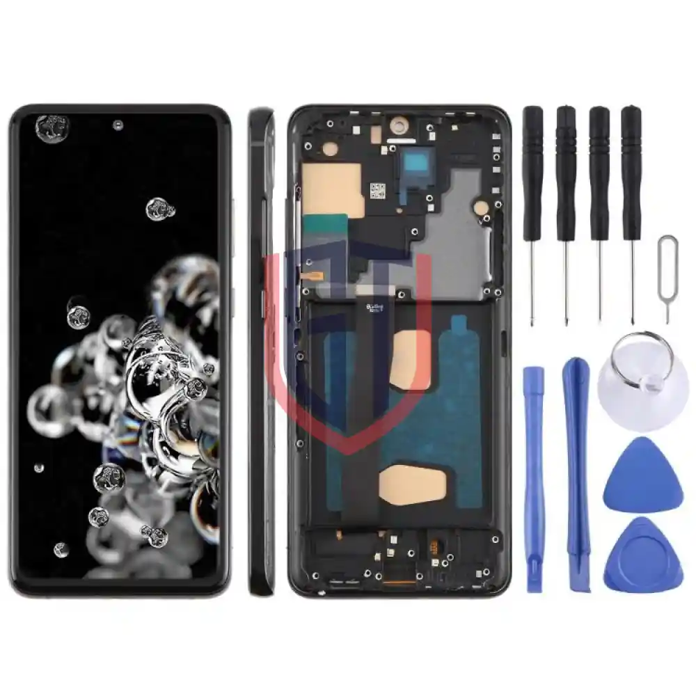 شاشة LCD TFT كاملة مع إطار لهاتف سامسونج جالاكسي S20 ألترا SM G988B مقاس 6 78 بوصة  لا تدعم خاصية التعرف على بصمة الإصبع