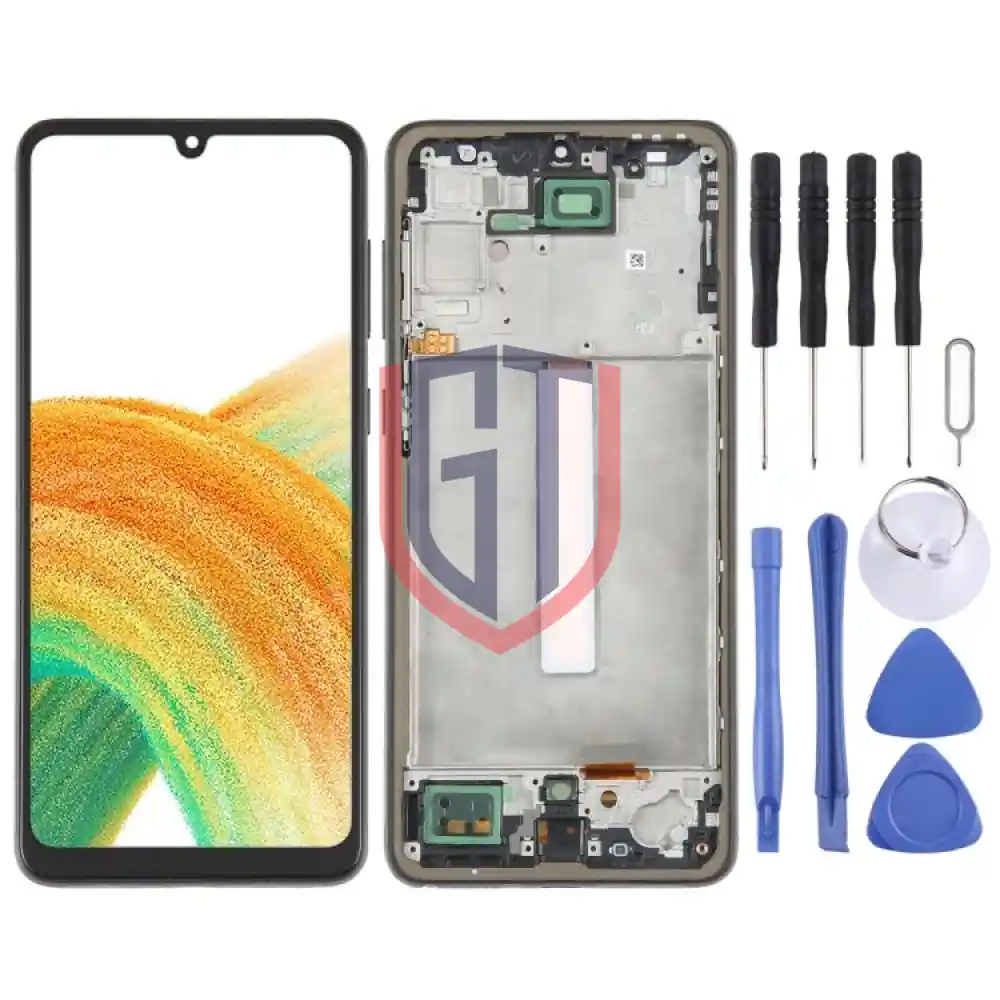 شاشة اصلية LCD لجهاز سامسونج A33 5G SM-A336 مجموعة كاملة مع إطار