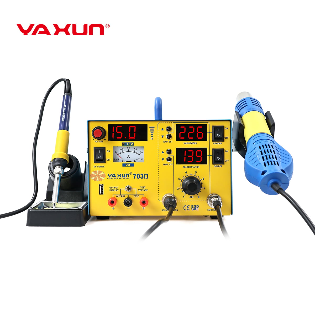 أداة صيانة YAXUN YX-703D - محطة لحام 3 في 1 مع تيار DC