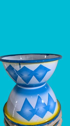 طاسه غضار ازرق السيف مقاس 10 تراثي