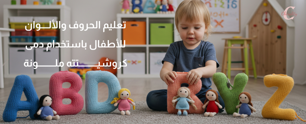 تعليم الحروف والألوان للأطفال باستخدام دمى كروشيه ملونة: