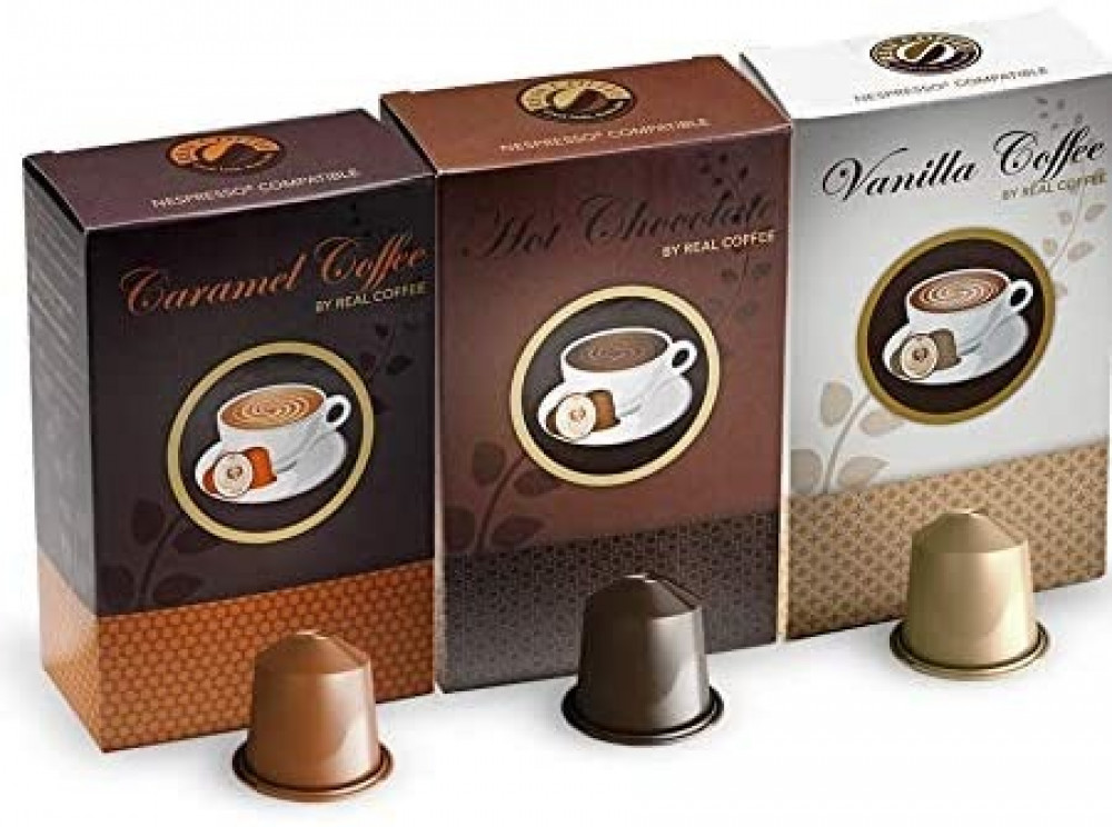 كبسولات ريل كوفي نكهات 30 كبسولة متوافقة مع مكائن النسبرسو Esparoma Coffee