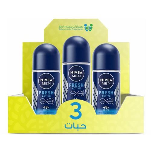 NIVEA Men Fresh Active Roll-On Deodorant 50ml *3 Pack | Value Box