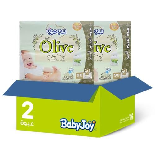 Baby Joy Olive Oil Baby Diapers Size [2] 90 Pieces * 2 Packs | Saver Box