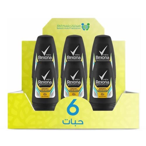 Rexona Men's Motion Sense Sport Defense Roll-On Deodorant, Imported, 50ml * 6 Pack | Value Box