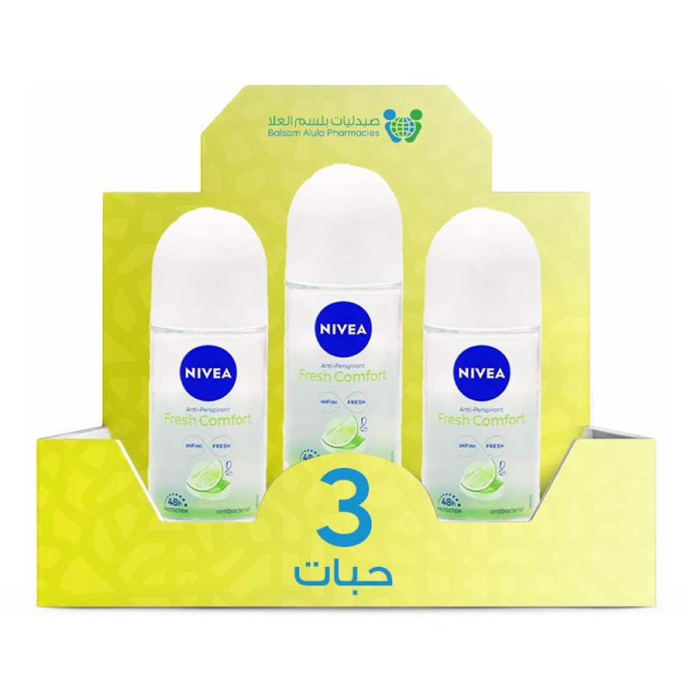 NIVEA Feminine Roll-On Deodorant Fresh Comfort 50ml *3 Pack | Value Box