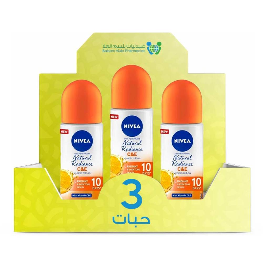 NIVEA Women's Roll-On Deodorant Vitamin C & E 50ml *3 Pack | Value Box