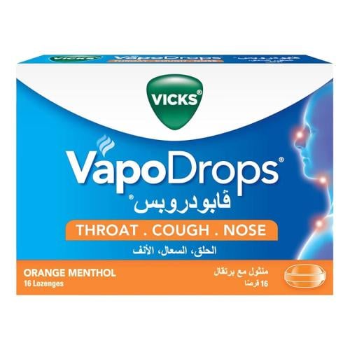 Vicks Menthol Orange Lozenges 16 Lozenges