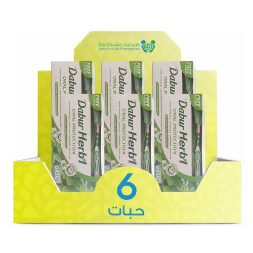 Dabur Herbs Basil Toothpaste + Free Brush *6 Pack | Value Box
