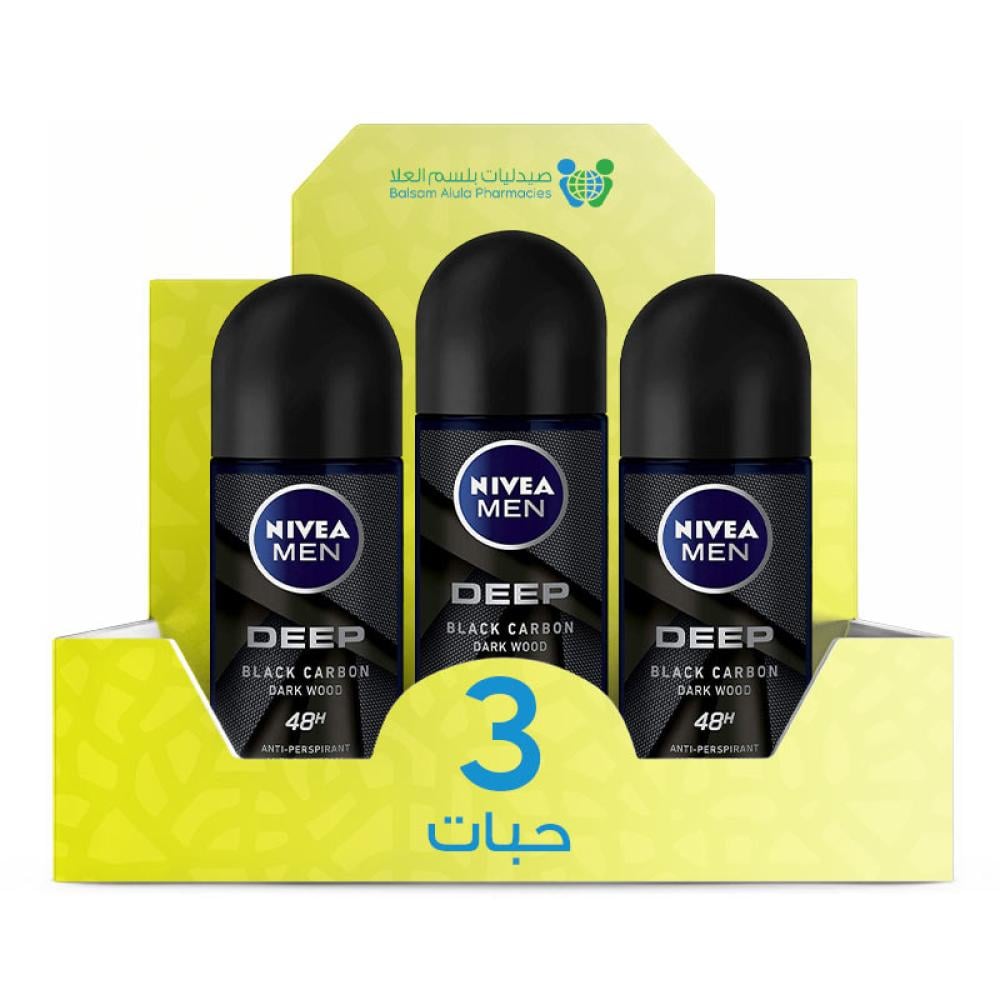 NIVEA Men Deep Roll-On Deodorant 50ml *3 Pack | Value Box