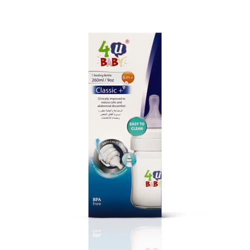 4U BABY FEEDING BOTTLE PLASTIC CLASSIC 260 ML