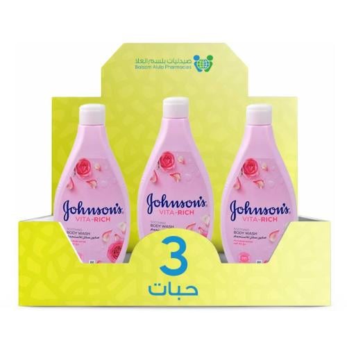 Johnson's Vita-Rich Rosewater Body Wash 400ml *3 Pack | Value Box