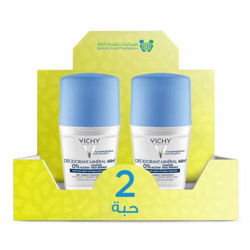 Vichy Mineral 48H Roll-On Deodorant 50ml Blue *2 Pack | Value Box