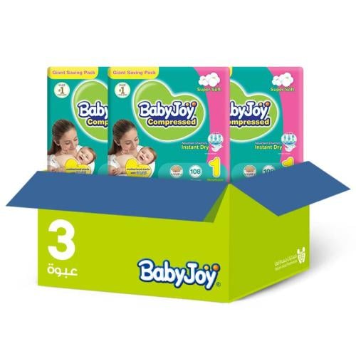 Baby Joy Baby Diapers Value Pack 1 108 count * 3 counts | Value Box