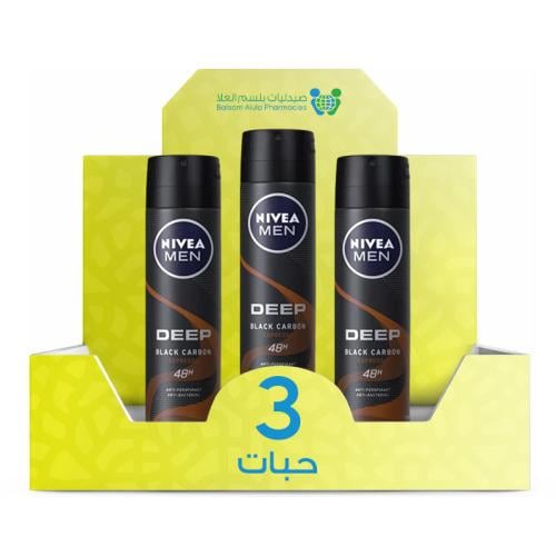 NIVEA Men Deep Espresso Deodorant Spray 150ml *3 Pack | Value Box