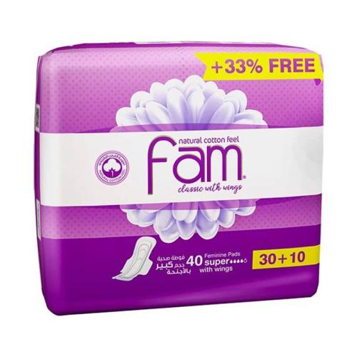 FAM PADS LARGE CLASSIC WITH WINGS 6*30+10 PCS