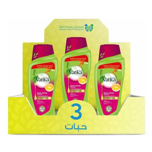 Vatika Repair & Protect Shampoo 700ml * 3 Bottles | Value Box