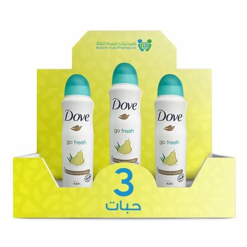 Dove Go Fresh Pear & Aloe Vera Deodorant Spray, Imported, 150ml *3 Pack | Value Box