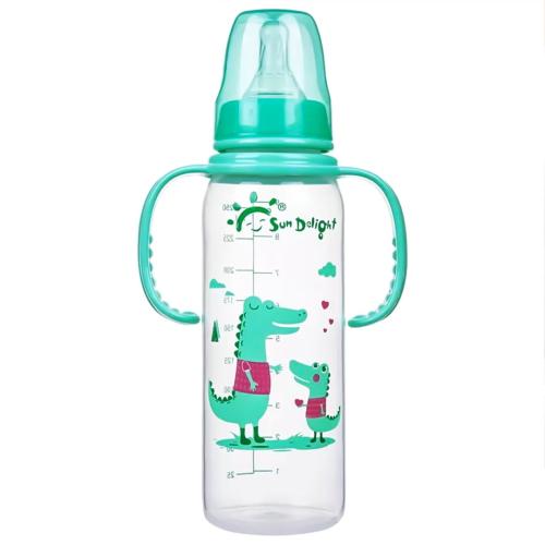 SUN DELIGHT PLASTIC FEEDING BOTTLE WITH DOUBLE HANDLE 250ML 80B/2H