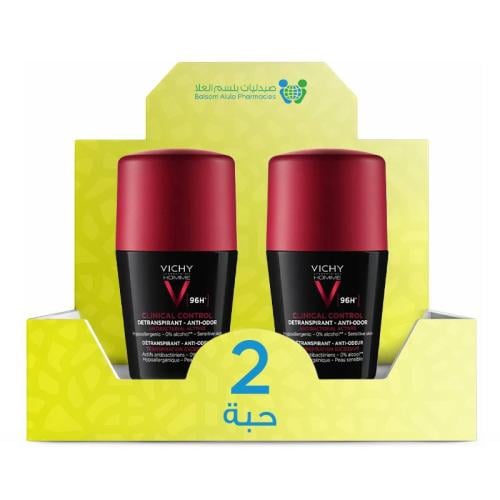 Vichy Homme Men's Roll-On Clinical Control 96 Hour Deodorant 50ml *2 Pack | Value Box