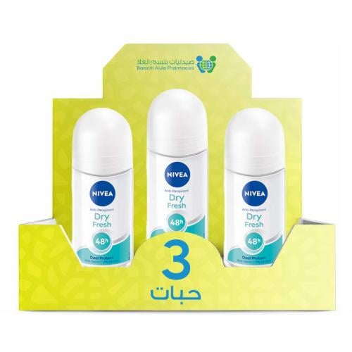 NIVEA Women's Dry Fresh Roll-On Deodorant 50ml *3 Pack | Value Box