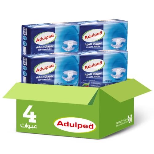 Adoliped Adult Diapers Large 30 x 4 Packs | Savings Box