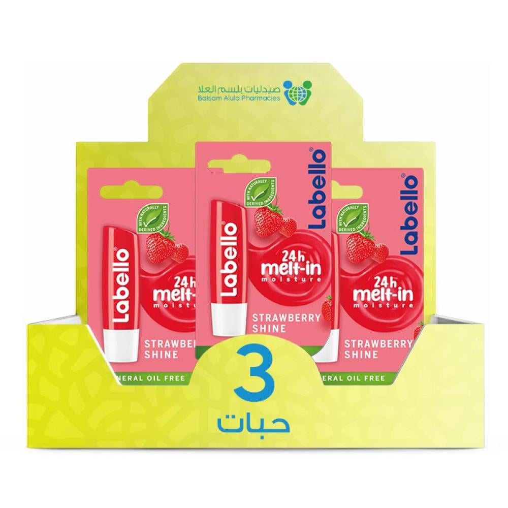 Labello Fruity Shine Strawberry Lip Balm 85072 *3 Pack | Value Box