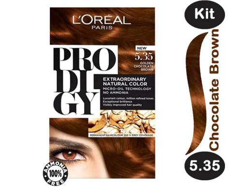 LOREAL HAIR DYE COLOR PRODIGY NO AMMONIA MAHOGANY GOLDEN BROWN 5.35
