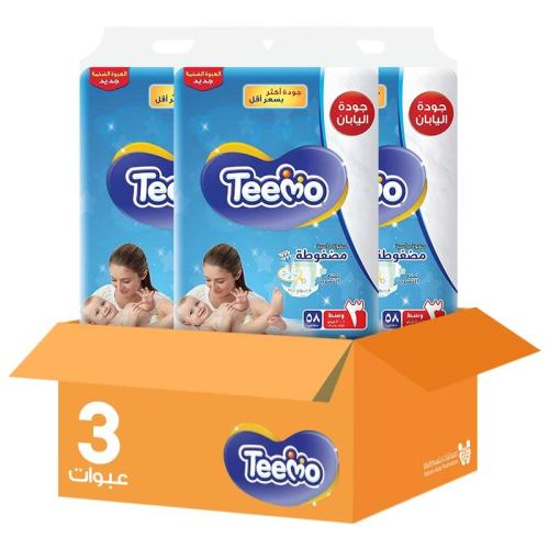 Timo Baby Diapers Mega Pack Size [3] 58 Pieces * 3 Packs | Savings Box