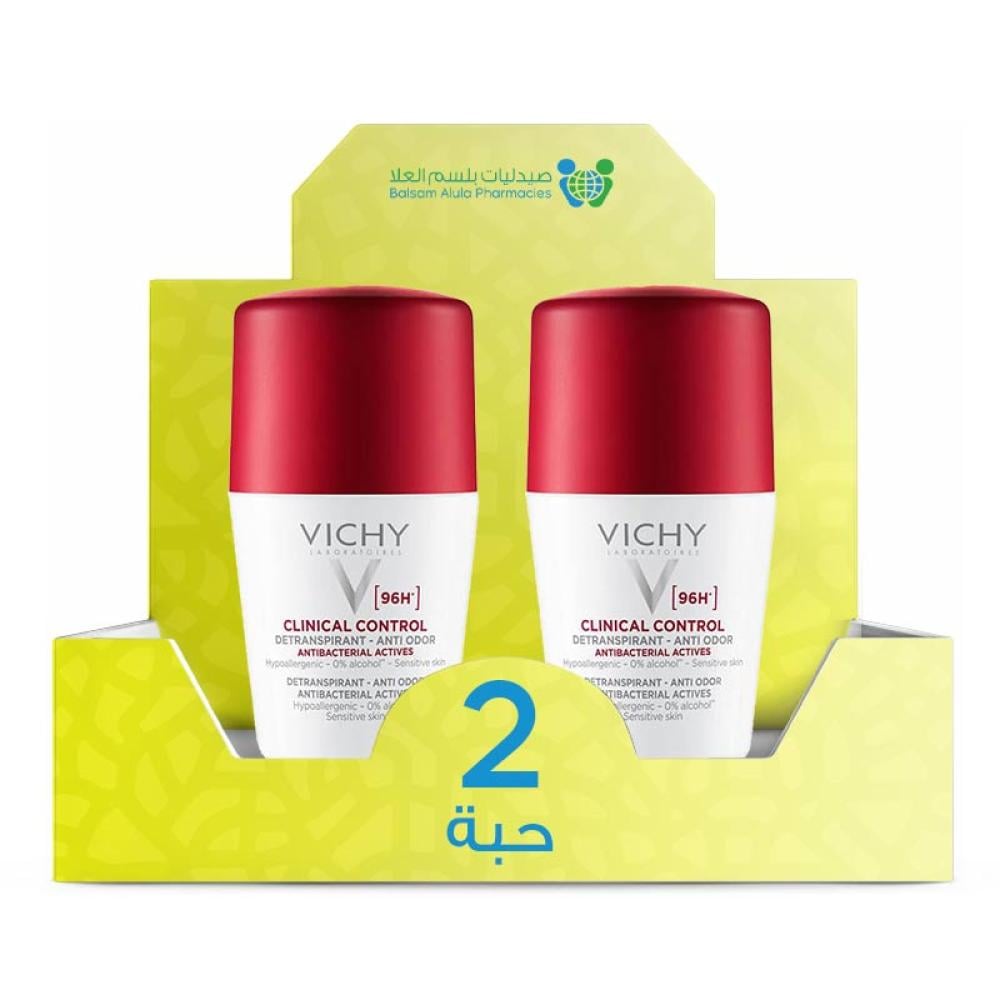 Vichy Homme Women's Roll-On Clinical Control 96 Hour Deodorant 50ml *2 Pack | Value Box