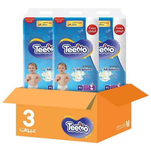 Timo Baby Diapers Mega Pack Size [4] 54 Pieces * 3 Packs | Savings Box