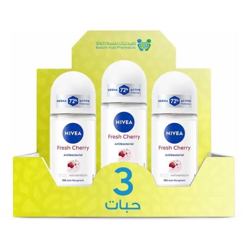 NIVEA Feminine Roll-On Deodorant Fresh Cherry 50ml *3 Pack | Value Box