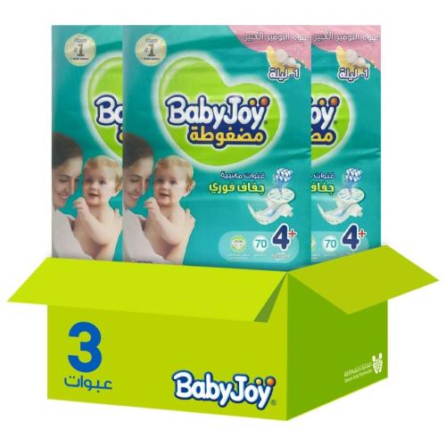 Baby Joy Diapers Value Pack Size [4+] 70 Pieces * 3 Packs | Value Box