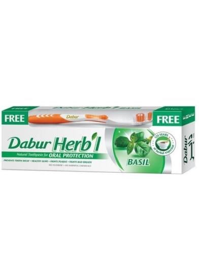 DABUR HERBAL TOOTHPASE BASIL 150 GM + TB FREE