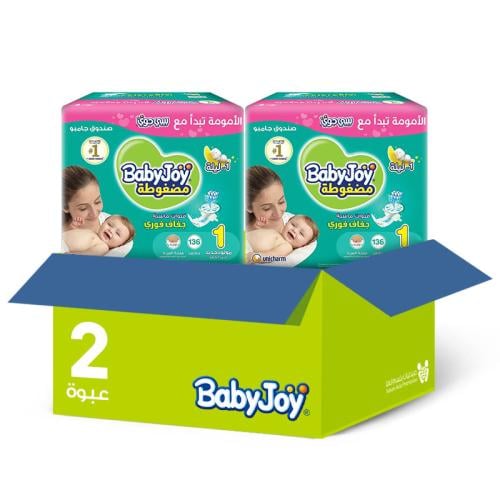 Baby Joy Diapers Box Size [1] 136 Pieces | Twin Pack