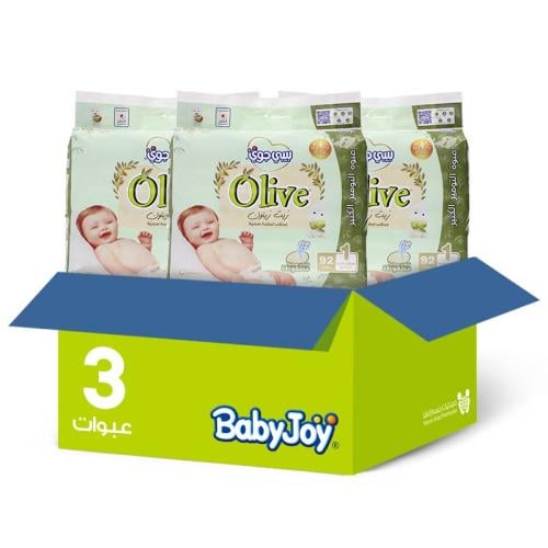 Baby Joy Olive 1 Diapers 92 Count * 3 Count | Value Box
