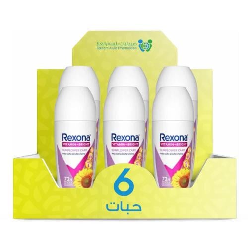 Rexona Sunflower Care Roll-On Deodorant, Imported, 45ml *6 Pack | Value Box