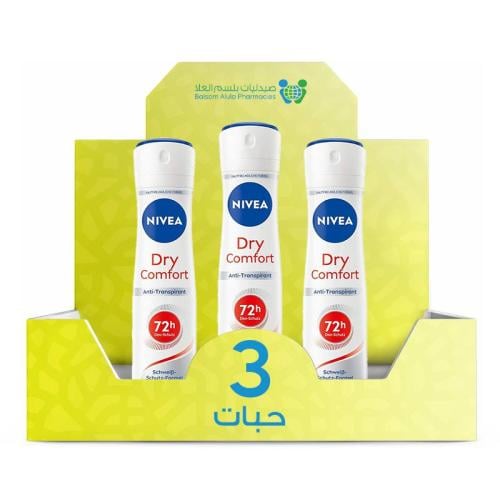 NIVEA Women's Dry Comfort Deodorant Spray 150ml *3 Pack | Value Box