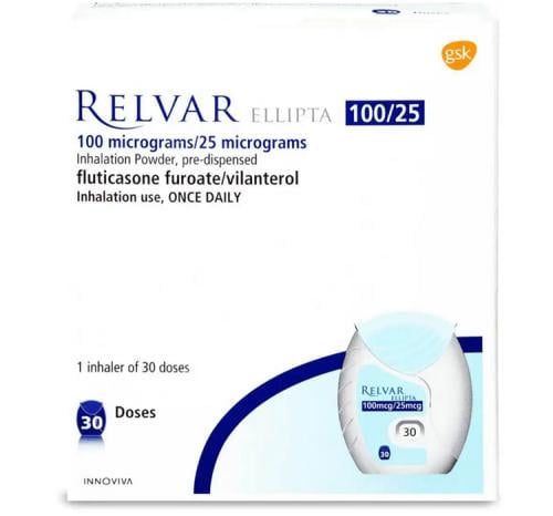 RELVAR ELLIPTA 100/25MCG INHALATION POWDER