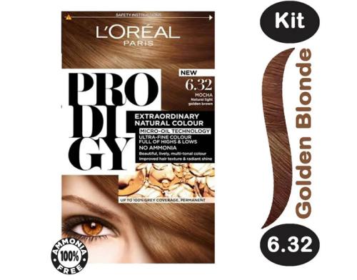 LOREAL HAIR DYE COLOR PRODIGY NO AMMONIA DARK GOLDEN BLONDE 6.32