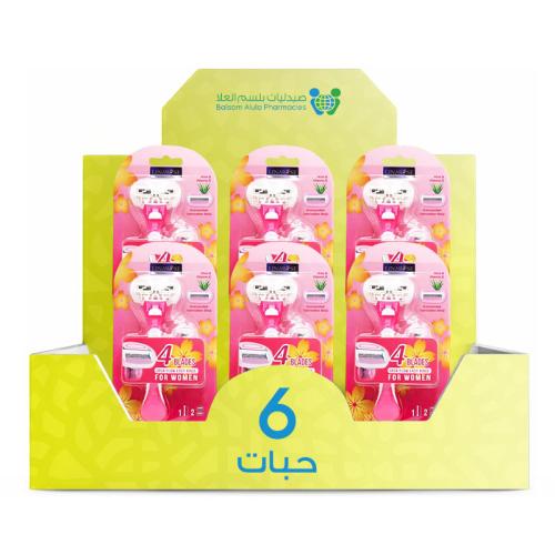 Linaroz Women's 4-Blade Razor with Replacement Blades V402 *6 Pieces | Value Box