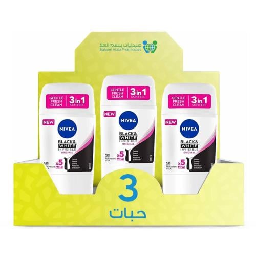 NIVEA Women's Black & White Deodorant Stick 50ml *3 Pack | Value Box