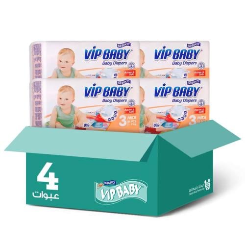 VIP Baby Diapers Size [3] 36 Pieces * 4 Packs | Savings Box