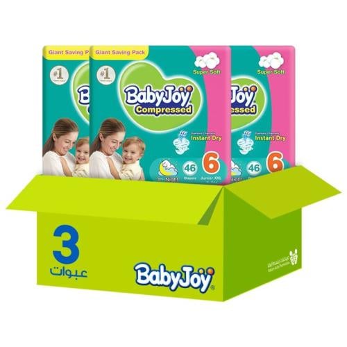 Baby Joy Diapers Value Pack Size [6] 46 Pieces * 3 Packs | Value Box