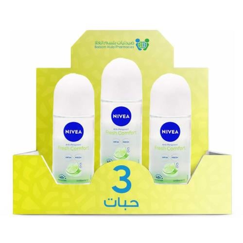 NIVEA Feminine Roll-On Deodorant Fresh Comfort 50ml *3 Pack | Value Box