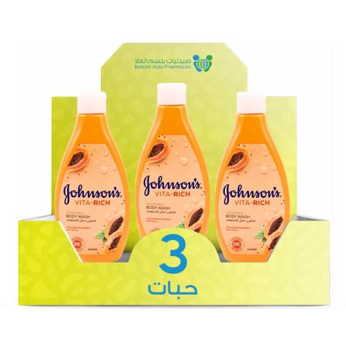 Johnson's Vita-Rich Papaya Body Wash 400ml *3 Pack | Value Box