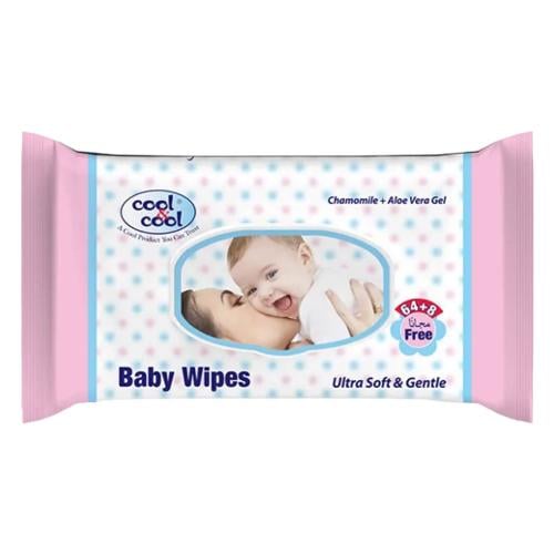 Cool & Cool Baby Wipes 64 Wipes + 8 Free